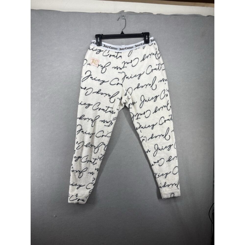 Juicy Couture Y2K Women’s Sz S White Soft‎ Spell Out Logo Writings Pajama Pants